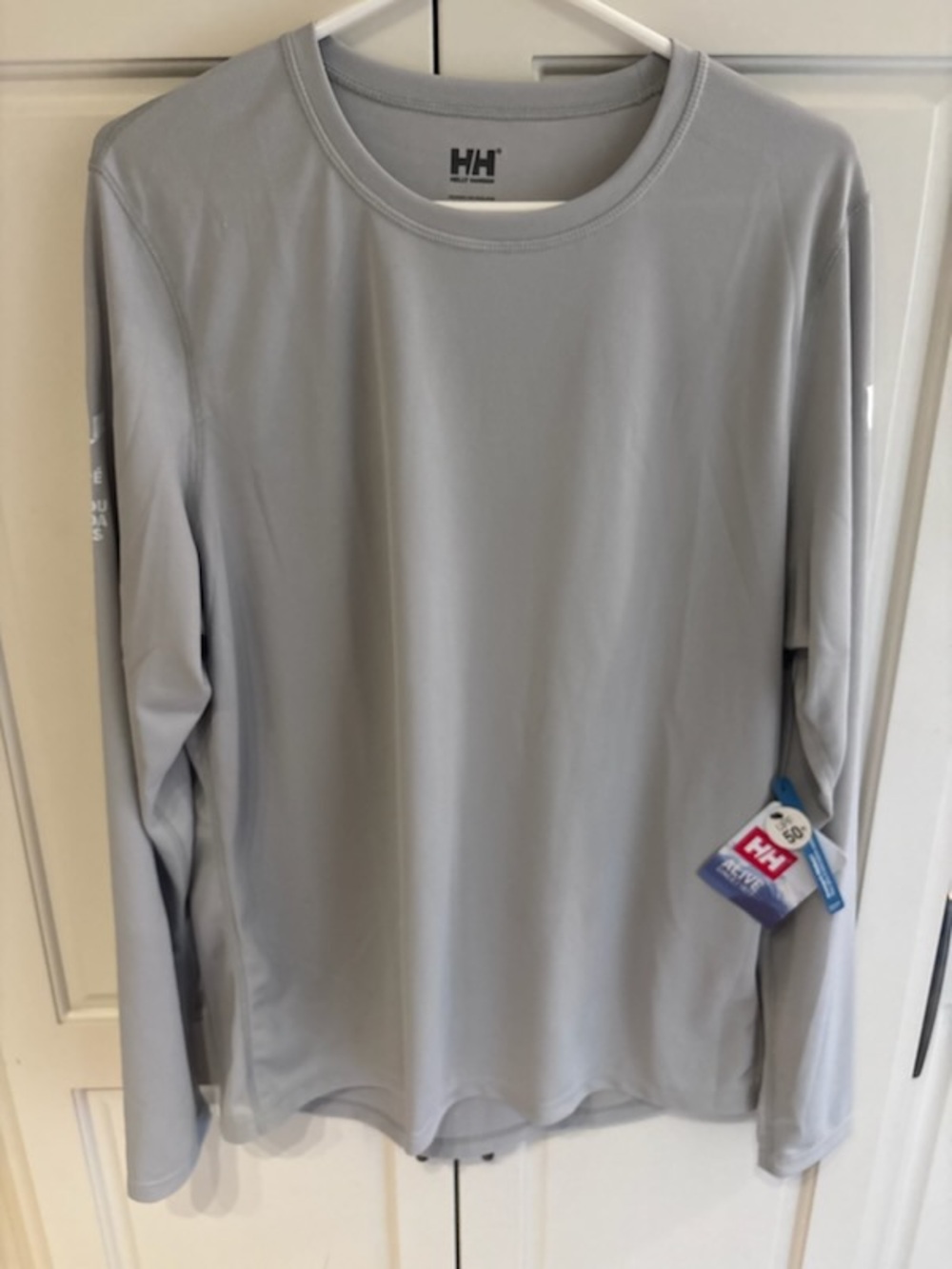 Helly Hansen Light Gray Long-Sleeve Crew Performance Tee xl upf protection